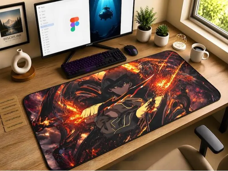 Solo Leveling Sung Jin Woo Desk Mat, Shadow Monarch Gaming Mouse Pad, Anime Hunter