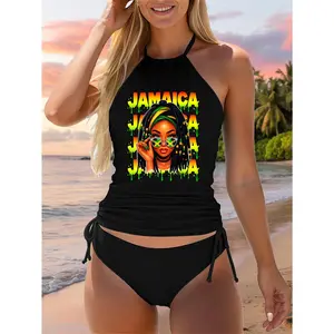 Jamaican Jamaica Girl Women Reggae Rasta Culture Caribbean Two Piece Swimsuit