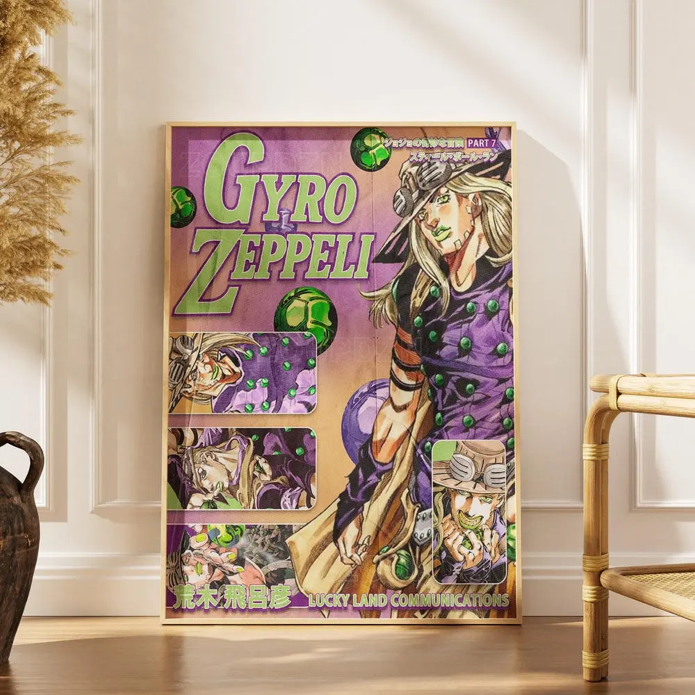 Gyro Zeppeli Steel Ball Poster - JoJo SBR Spin Wall Art Print