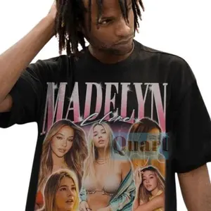 Vintage Madelyn Cline Tshirt-Gift Ideas for Fans Tshirt Cotton Menswear Short Soft Top Fitted