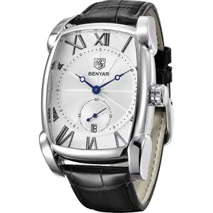 Rectangle Wrist Watch for Men with Leather Strap, Men's Retro Fashion Casual Classic Watches  Gifts for Friend