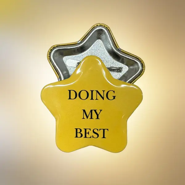 Doing My Best Star Pin: 2.25 inch Cute Metal Button Badge for Backpacks, Jackets, Daily Wear