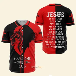 Custom Name Child Of God Jesus Red And Black Christians - Personalized Baseball Jersey Jersey Shirt