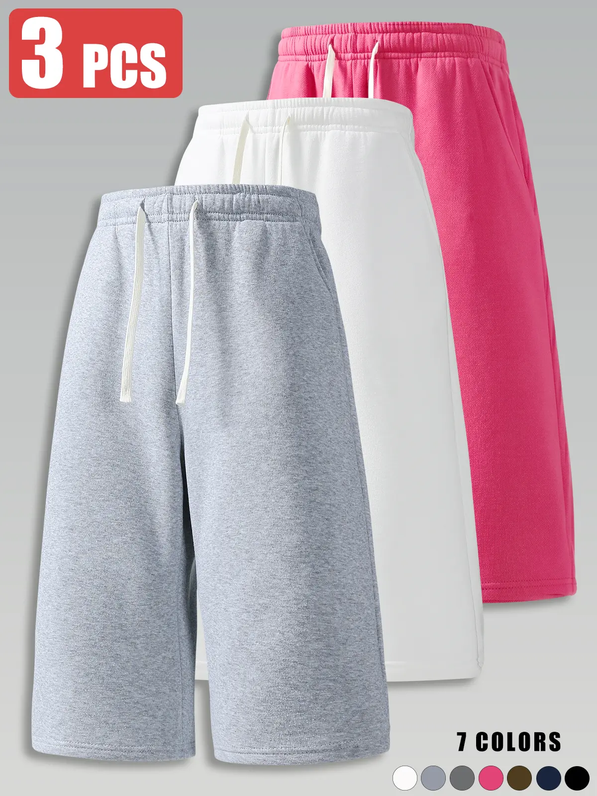 Men’s summer sports casual shorts, three-quarter length, loose straight fit, comfortable breathable fabric
