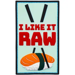I Like It Raw Sushi Theme Patch: Custom 3D PVC for Tactical Use - Perfect for Morale Collection & Sushi Lovers