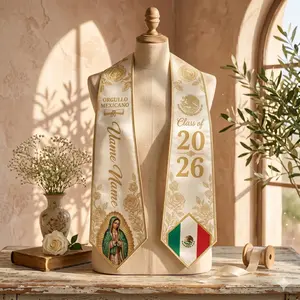 Mexican Graduation Stole 2026 Personalized – Virgen de Guadalupe Sash, Orgullo Mexicano, Custom Name, Hispanic Graduation Gift