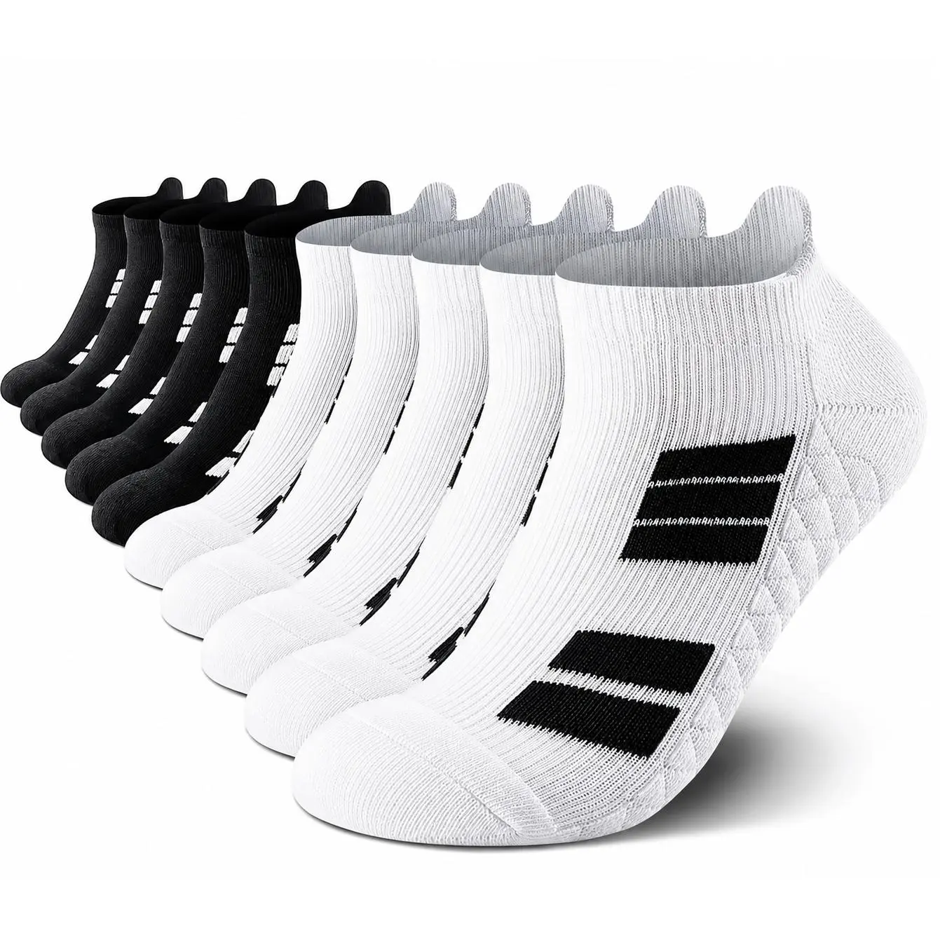 Men's 4-Pair Cushioned Terry-Sole Athletic Ankle Socks, Absorbent, Active, Breathable, Comfy, Thick for Cold-Weather Outdoor Training & Daily Wear, Absorbent Ankle Socks Menswear for Sports, Running, Gym & Daily Wear