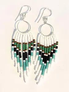 Native Fringe Earrings with small hoops