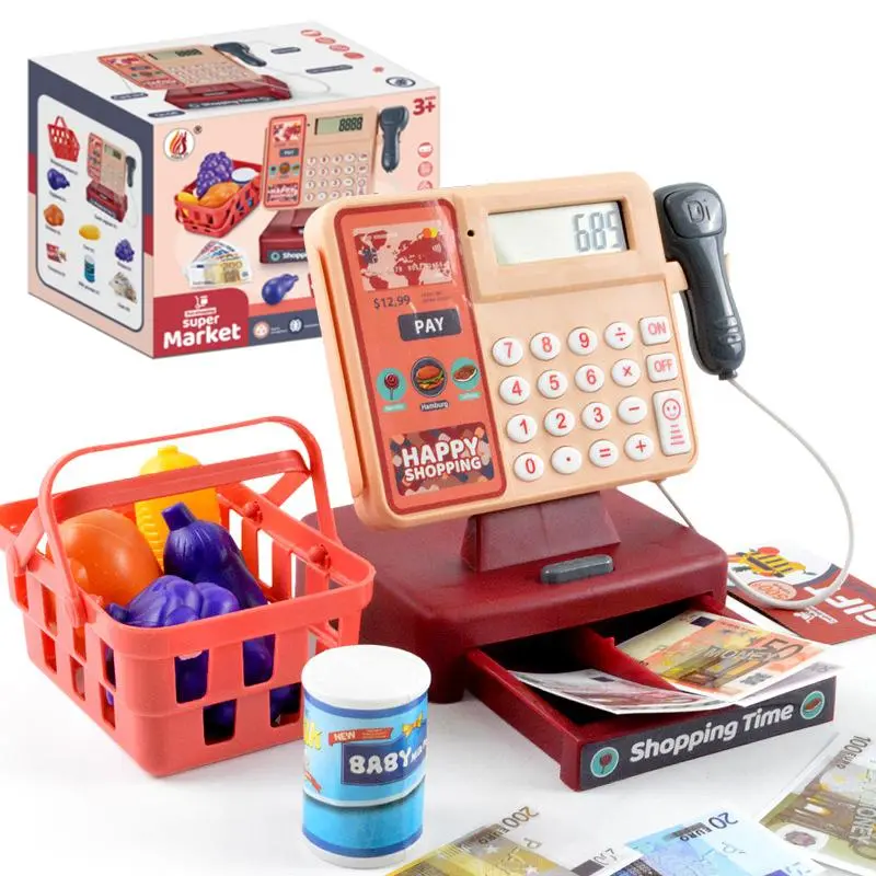 Simulation Supermarket Cash Register Toy, Grocery Store Playset, 1 Box Shopping Cart Pretend Play Toy, Creative and Educational Pretend Play, Miniature Set