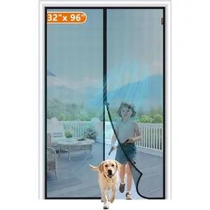 Screen Door Fit Door Size 32 x 96 Inch, Actual Screen Size 34" x 97" Sturdy Fiberglass Mesh for Front Entrance with Closure, Black