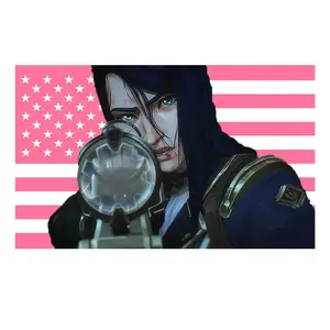 Caitlin Arcane Anime Tapestry, Light Peach Pink Sewn American Flag Wall Hanging, Aesthetic Home Decor Gift for Spring Glow-Up