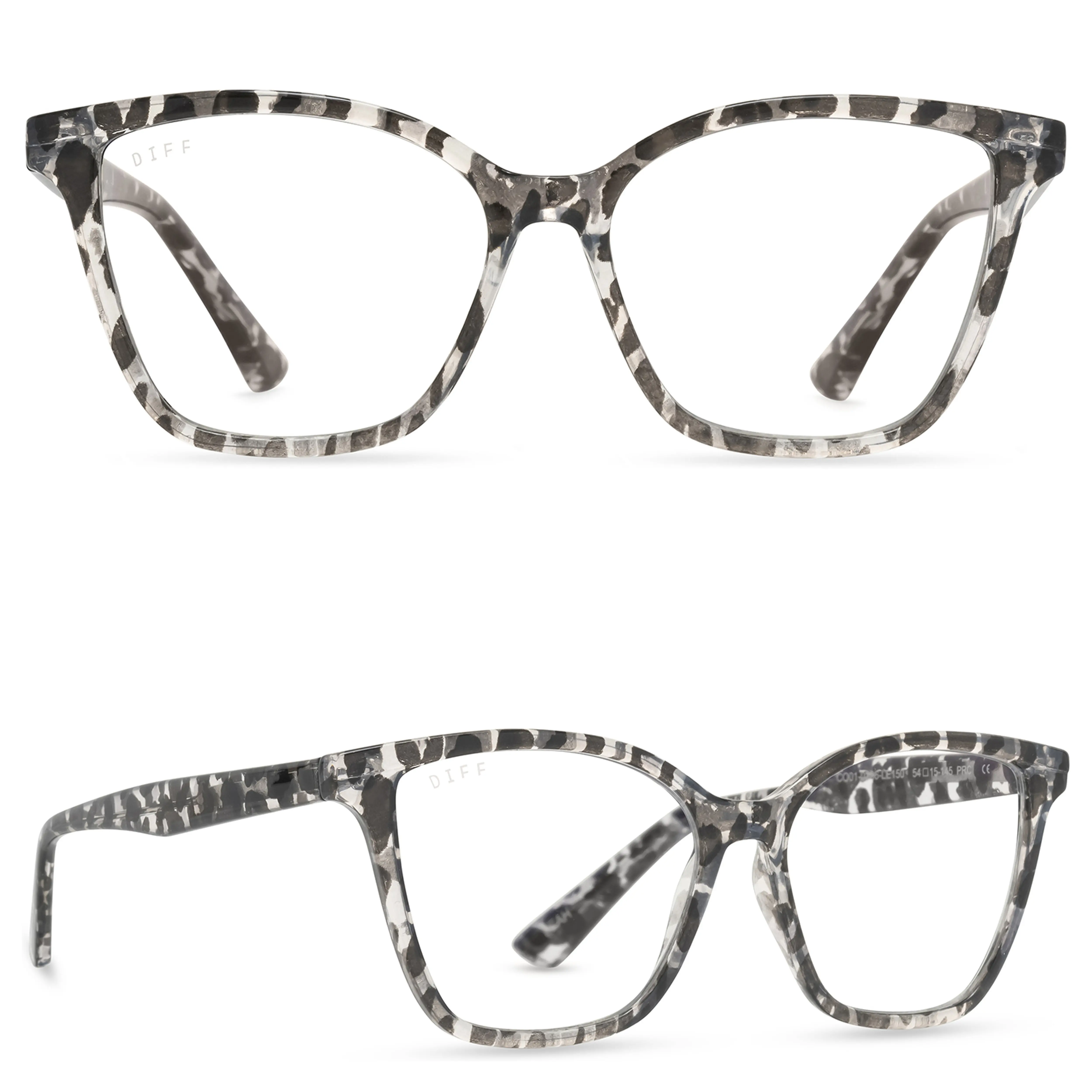 DIFF Leah Clear Leopard Blue Light Reading Glasses - Lightweight Stylish Cat Eye Frame