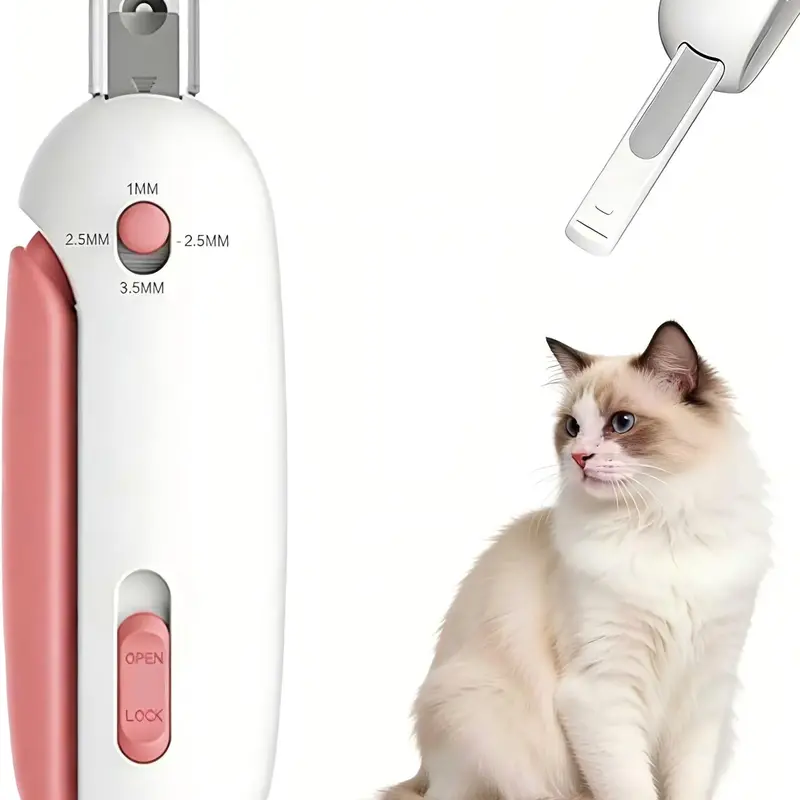 Adjustable cat nail clipper with 4 size holes — a safe pet nail trimmer with no quick-cut mechanism. Anti-splash design, perfect for kittens, small dogs, and beginners.