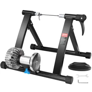 VEVOR Bike Trainer Stand, Magnetic Stationary Bike Stand for 26-29 Wheels, 6 Resistance Settings, Noise Reduction Flywheel Motor, for Indoor Riding Exercise, Quick-Release Lever Front Wheel Riser