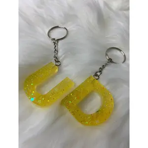 Neon Yellow Letter Keychain