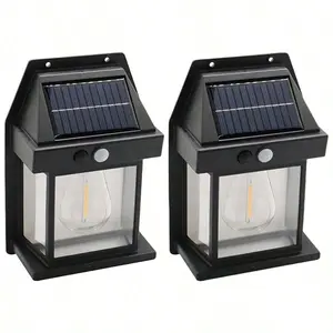 Solar Wall Lights Outdoor Waterproof Solar Porch Light With 3 Modes Solar Sconce Light For Patio Garage Shed Door Yard Black White, Smart Solar LED Motion Sensor Light .