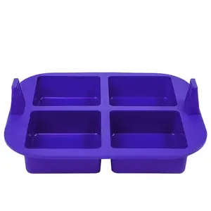 Silicone Brownie Pan Mold, 4-Hole Non-Stick Square Baking Mold with Handle, Ideal for Chocolate Brownies, Cornbread, Muffins, Cakes, Oven & Air Fryer