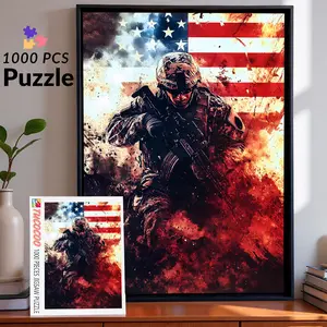 American Valor 1000 Pieces Jigsaw Puzzle Patriotic Soldier and Flag Art for Adults with Vibrant Design Adds Beauty Meaningful Gift Powerful Military Tribute Puzzle Inspirational Wall Decor Gift 27.5x20inch (70x50cm)