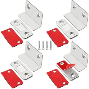 Cabinet Magnetic Catch 4 Pack Ultra Thin Door Magnet L-Shaped Drawer Magnets Adhesive Cabinet Magnet Closures for Kitchen Wardrobe Door Closing Magnetic Door Catch Closer