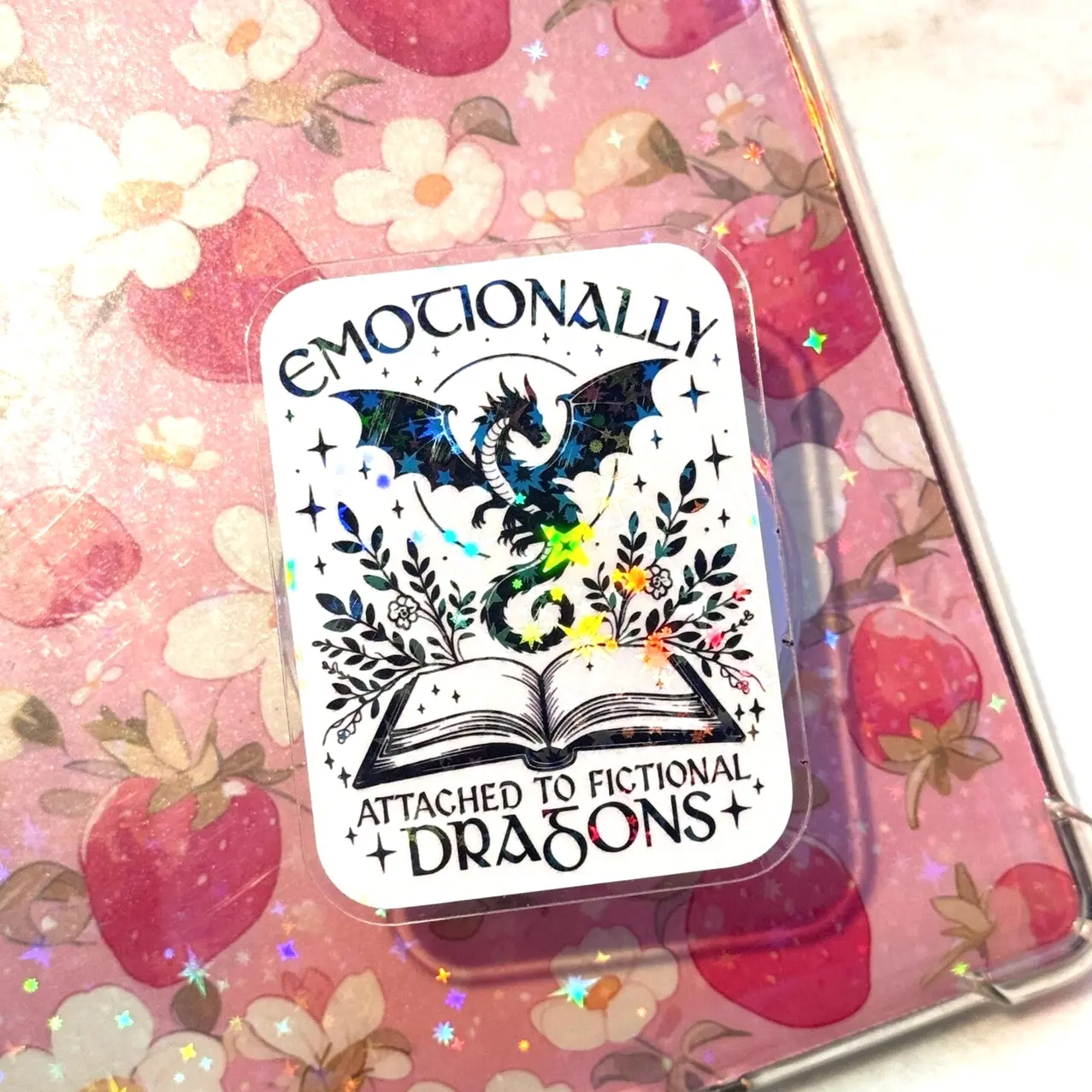 Emotionally Attached to Fictional Dragons Kindle Grip – Holographic MagSafe Phone & E-Reader Stand