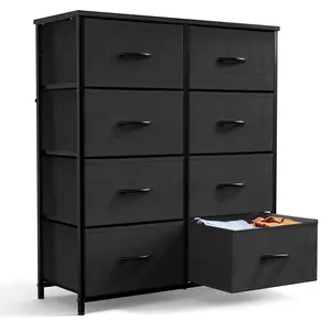 Chest of Drawers with Fabric Bins, Sideboard with 8 Drawers, Storage Cabinet for Kitchen, Office, Hallway, and TV Stand Drawer Dresser Organizational Large Capacity Materials Durable Multifunction Quality Construction Organizing