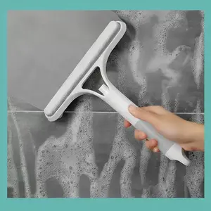 3-in-1 Multifunctional Window Cleaning Tool Spray Squeegee Wipe Glass Scrubber for Bathroom Mirrors Windows TPR Soft Scraper Head Easy Scraping Without Pressure