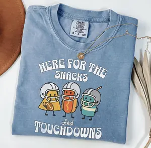 Here for the Snacks and Touchdowns Shirt - Funny Game Day Comfort Colors Tee - Neutral Football Tailgate Shirt - Snack Lover T-Shirt