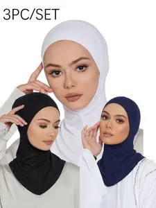3pc Modal Hijab Caps, Jersey Wraps for Women, Solid Color Basic Underscarf, Abaya Accessories, Daily Under Cap, Evening Style