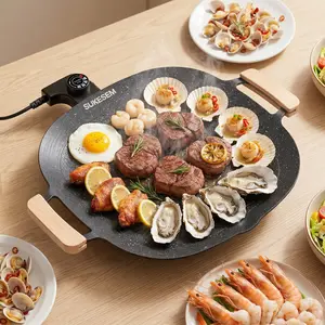 SUKESEM KITCHEN 1500W Indoor Electric Grill, Korean BBQ Smokeless Non-stick Grill Pan, Portable Fry Griddle with Adjustable Temperature Control for Home Cooking