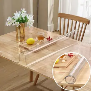 Anti-static transparent tablecloth, no dust and hair, oil-proof and heat-resistant 80 ℃ studio/painting studio special protective pad plasticized  soft  glass  table  protector desk pad tablecloth