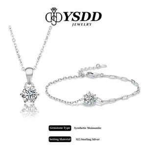 【#400 Surprise of the Day】Classic Six-prong Business Casual Necklace/Bracelet Synthetic Moissanite Jewelry in 925 Sterling Silver 1CT each