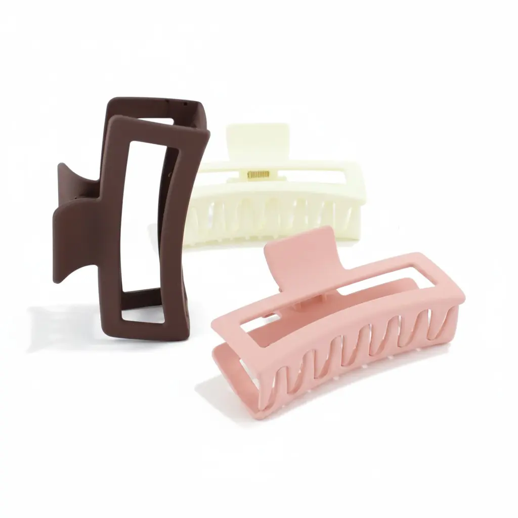 Set of 3 Large Hair Clips – XL Matte Claws for Thick Hair in Neutral Beige, Beaver & Brown – Durable Non-Slip Grip for All-Day Wear