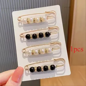 Artificial Pearl Button Brooch, Suitable for Women Girls Dress Pants Clothing