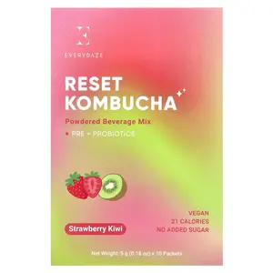 Everydaze Reset Kombucha, Powdered Beverage Mix, Strawberry Kiwi, 10 Packets, 0.18 oz (5 g) Each