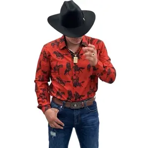 Men western shit Red