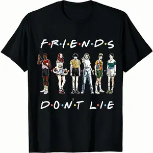 Friends Don’t Lie Retro Vintage Graphic Tee – 100% Cotton Soft Crewneck Shirt, Nostalgic 80s Style Friendship Fan Art T-Shirt, Casual Unisex Streetwear Gift