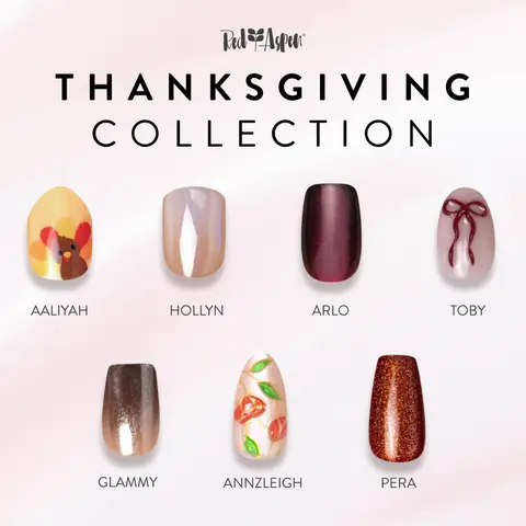Red Aspen Thanksgiving Press On Nails Collection Salon-Quality Damage-Free 2-Week Wear Nail Dashes