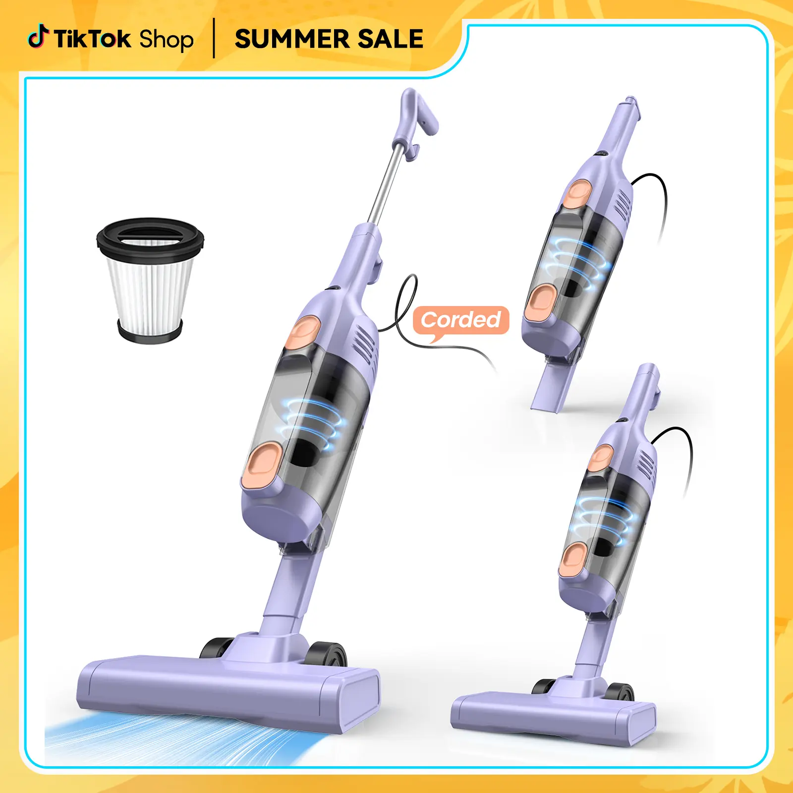 INSE R6X Corded Stick Vacuum, 15KPa Suction with 600W Motor, Ultra-Lightweight Bagless Upright Vacuum with Handheld for Home Hard Floor Hardwood Floor Pet Hair Car Cleaning home cleaning tools home appliances Purple pet lovers Summer Sale
