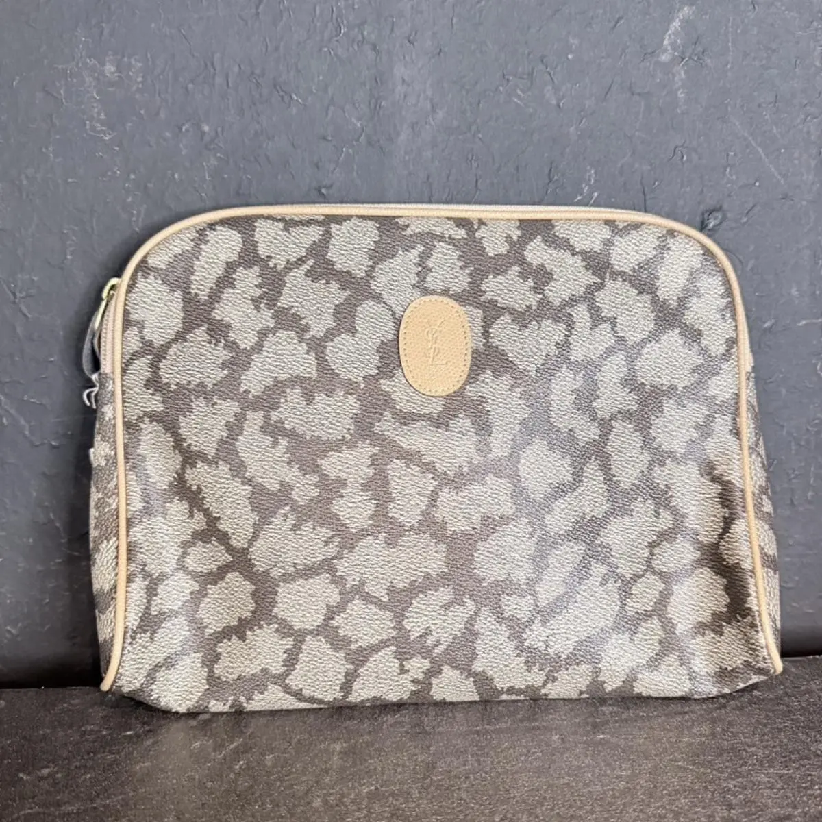 Pre-owned Yves Saint Laurent As Shown Shoulder Bags Vintage YSL Monogram Canvas Cosmetic Pouch AK149