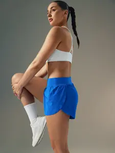 CRZ YOGA High Waisted Dolphin Athletic Running Shorts for Women 3" High Split Comfy Mesh Liner for Gym Workout Track