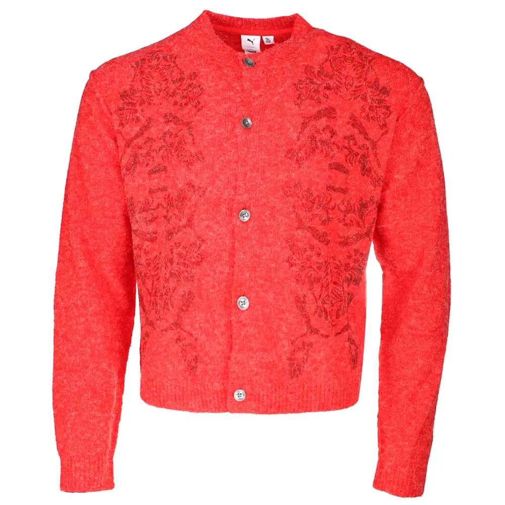 PUMA Mens X Aries Knitted Button Down Cardigan Athletic Outerwear Casual - Red