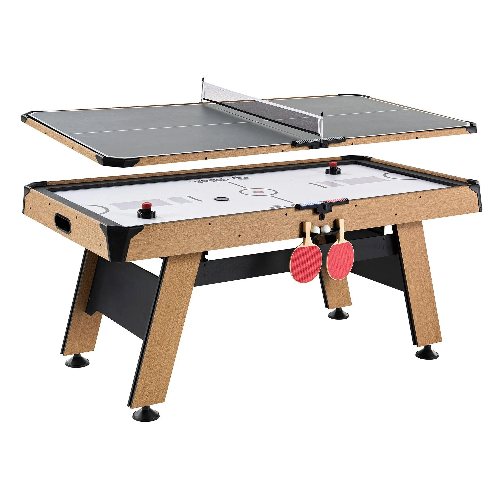 Rally and Roar 72 Inch Air Hockey Table with LED Scorer and Table Tennis Top Rally and Roar 72 Inch Air Hockey Table with LED Scorer and Table Tennis Top