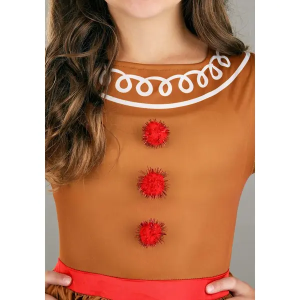 HalloweenCostumes Girl's Festive Gingerbread Costume Dress, Polyester Fabric, Candy Stripe Design, Swishy Silhouette, Elastic Waist