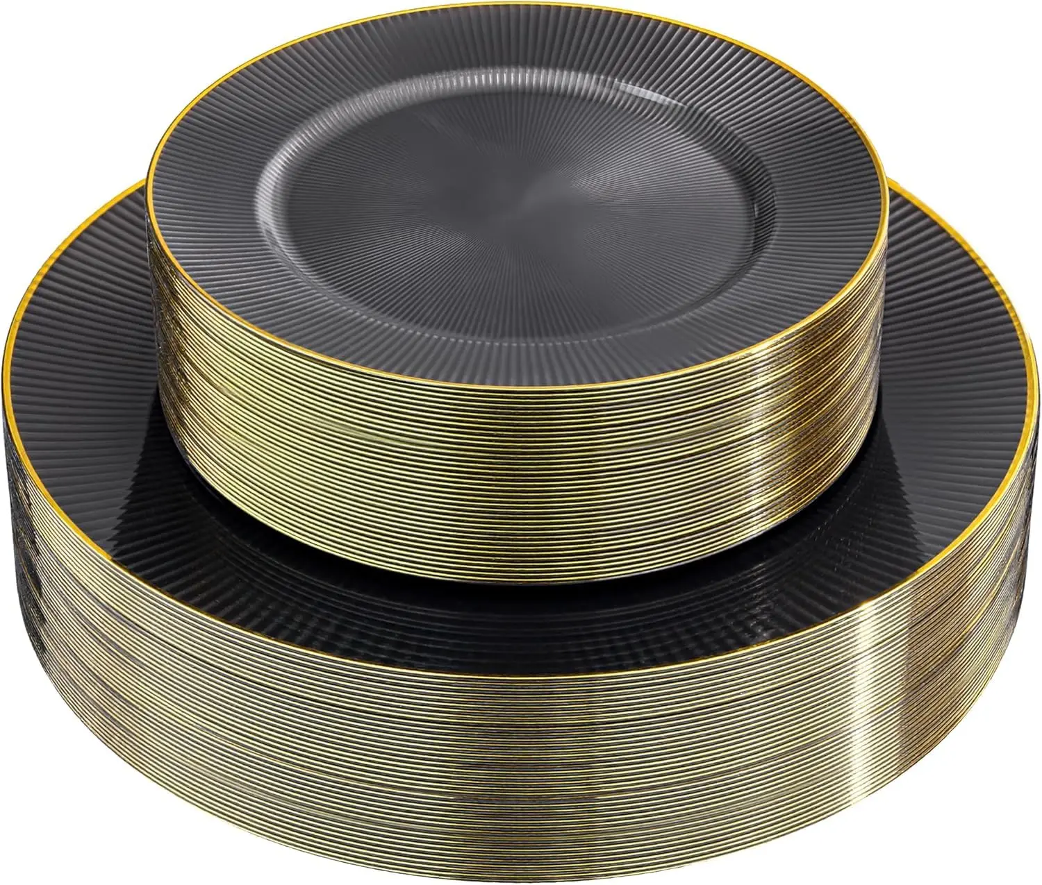 60 Pcs Black Gold Plates  Includes 30pcs 10in Dinner & 30pcs 7in Dessert Plates for Party