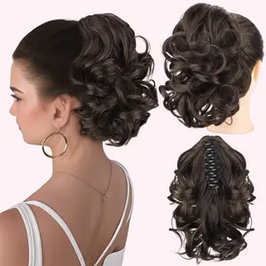 Claw Clip in Ponytails Extension for Women 9 Inch Curly Short Pony Tails Hair Extensions Classic Loose Wavy Hair Pieces for Women updo