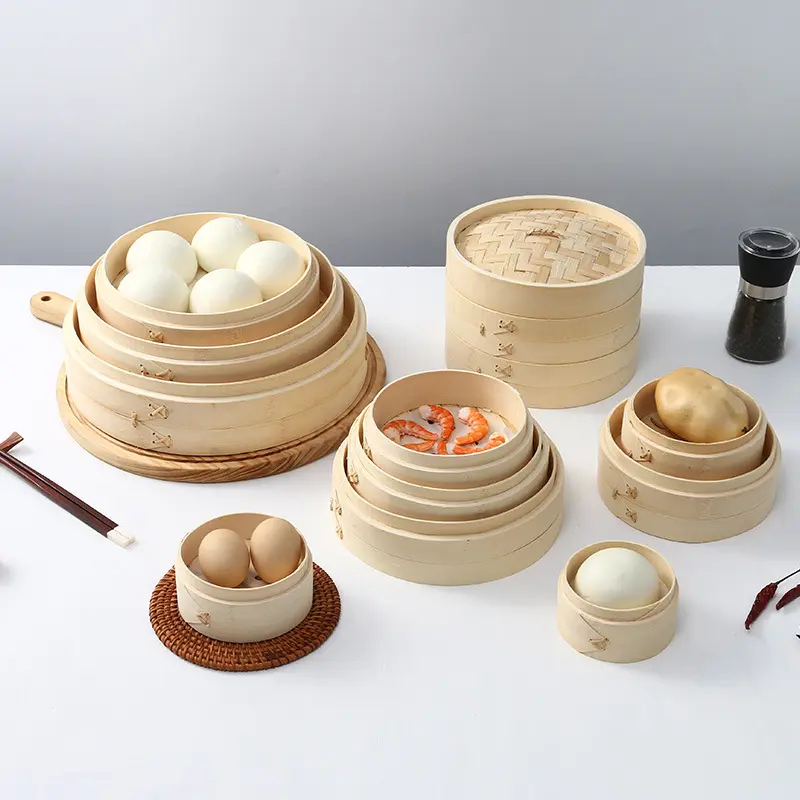 Wholesale Zhongfa Hand-Woven Bamboo Steamer - 3-Layer Kitchen Utensil for Steaming Buns