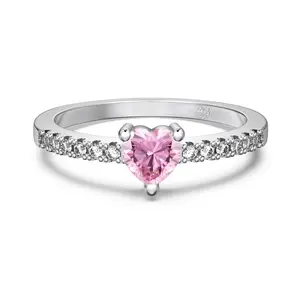 Sterling 925 Silver Ring 5MM Stone - Elegant Design for Everyday Wear - Heart Shaped