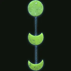 Mini Resin Moon Phase – Lime Glow with Green Quartz Pointer Crystal