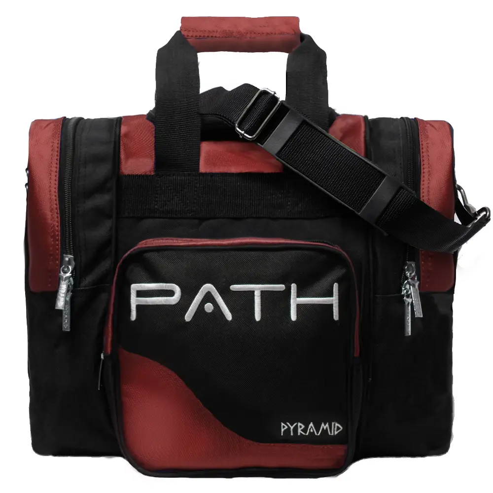 Pyramid Path Pro Deluxe Non-Roller Tote Style Bowling Bag for Adults, Black-Burgundy, Best Bag at the Best Price, With Handle Bowling Bags