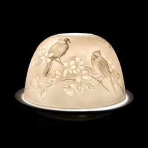Starlight Porcelain Votive Light Cardinal Duo Glowing Candle Holder Spring Decoration for Mother's Day